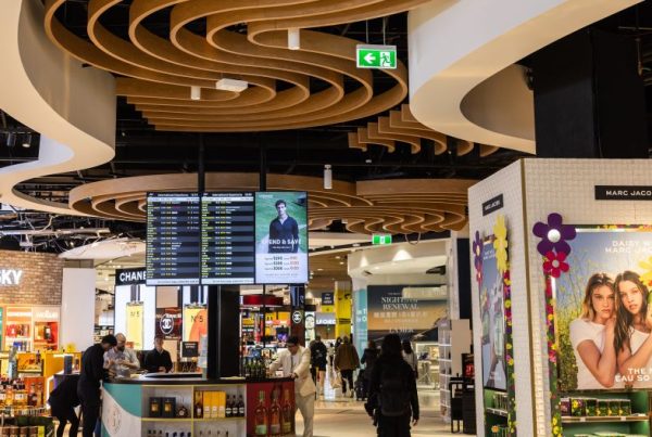 Duty-free beauty retail area at Auckland Airport