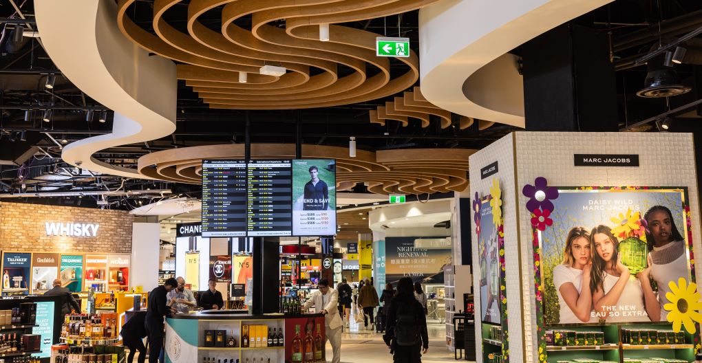Duty-free beauty retail area at Auckland Airport